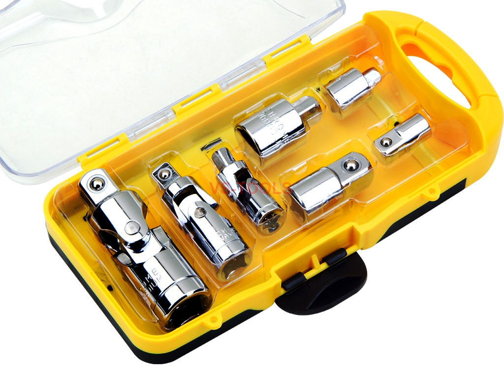 7pc 1/4 3/8 1/2 Drive Universal Joint Adapter Socket Set